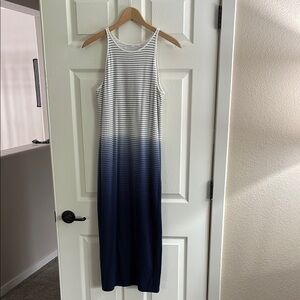 Striped Athleta Navy and White Maxi Dress
